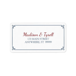 Etiqueta Dusty Blue & Dark Red Address