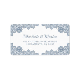 Etiqueta Dusty Blue Elegant Floral Lace Casamento