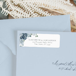 Etiqueta Dusty Blue Floral Botanical Wedding Endereço de De