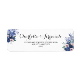 Etiqueta Dusty Blue Floral Foliage Endereço de devolução de