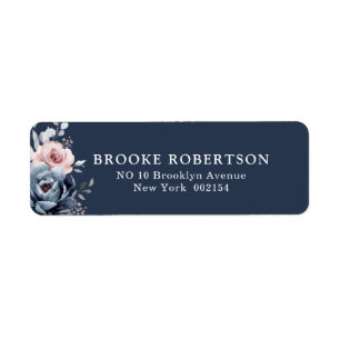 Etiqueta Dusty Blue Mauve Rosa Rosa Slate Floral Casamento 