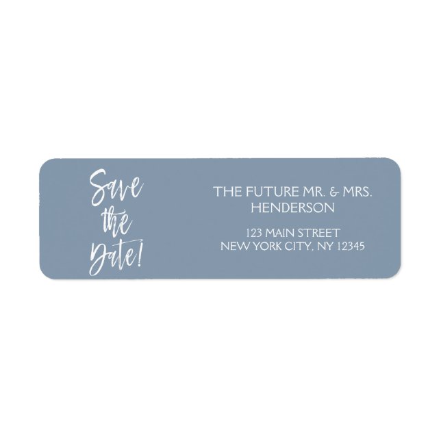 Etiqueta Dusty Blue Salve o endereço de devolução de data (Frente)