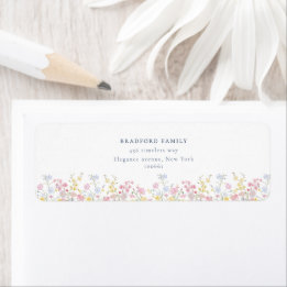 Etiqueta Dusty Blue Script Boho Wildflowers Wedding 