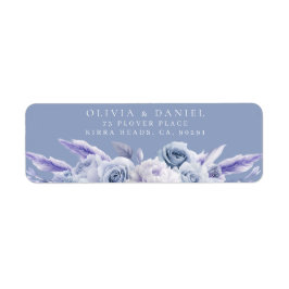 Etiqueta Dusty Blue & White Roses Endereço de Devolução de