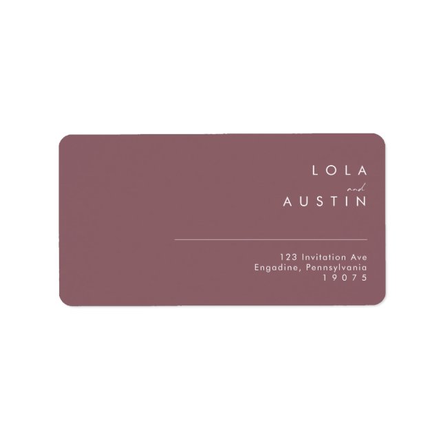 Etiqueta Dusty Boho | RSVP de Endereços de Casamento Roxo (Frente)