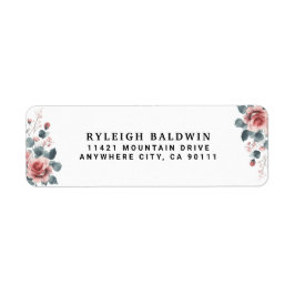 Etiqueta Dusty Rose Pink Mauve Elegant Greenery Floral