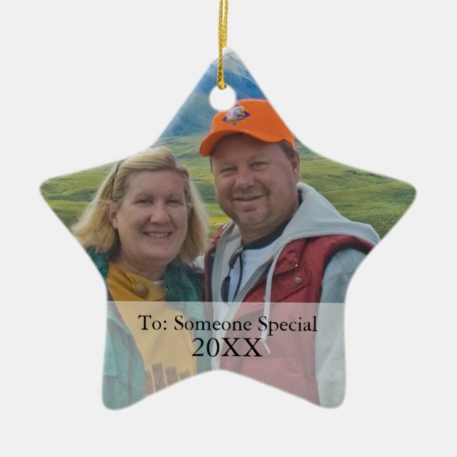 Etiqueta e Enfeites de natal de presentes de fotos (Frente)