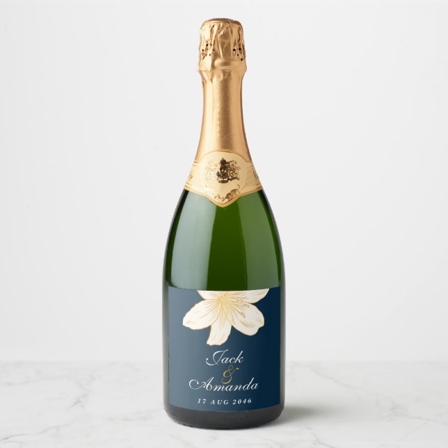 Etiqueta e Marinho de vinho azul moderno (Frente)