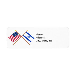 Etiqueta E.U. e bandeiras cruzadas Israel