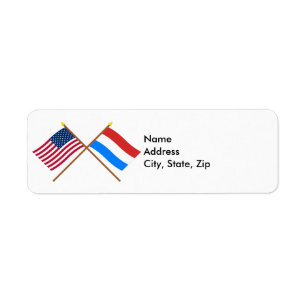 Etiqueta E.U. e bandeiras cruzadas Luxembourg