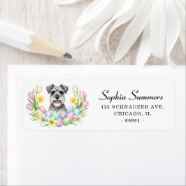 Etiqueta Easter Schnauzer with Flowers Address