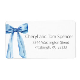 Etiqueta Easy To Read Blue Bow Return Address Label