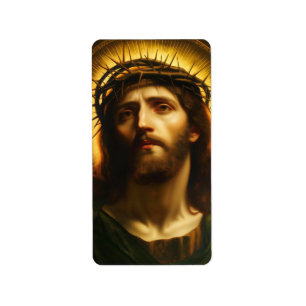 Etiqueta Ecce Homo Jesus Cristo com Coroa de Espinhos