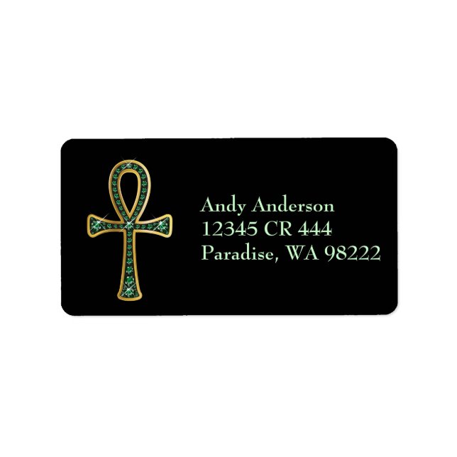 Etiqueta Egípcio Anhk com Emeralds (Frente)