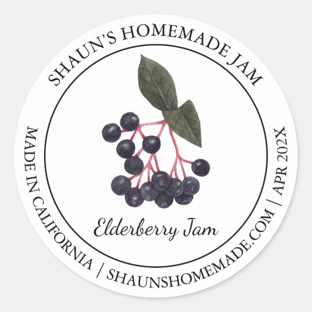 Etiqueta Elderberry Jam Modern (Frente)