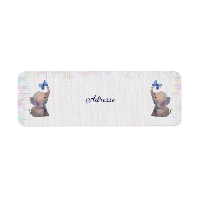 Etiqueta Elefant mit Schmetterling (Frente)