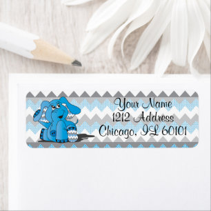 Etiqueta Elefante azul e Cinza