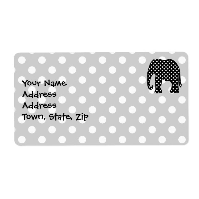 Etiqueta Elefante Bolinhas Preto e Branco (Frente)