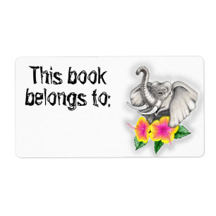 Etiqueta Elefante com Prata de Livro de Hibiscus