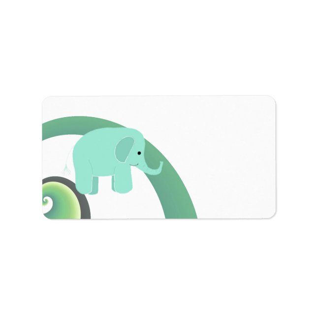 Etiqueta Elefante de desenho animado fofo (Frente)