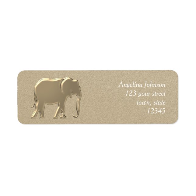 Etiqueta Elefante Gold Foil , Endereço de Devolução Elegant (Frente)