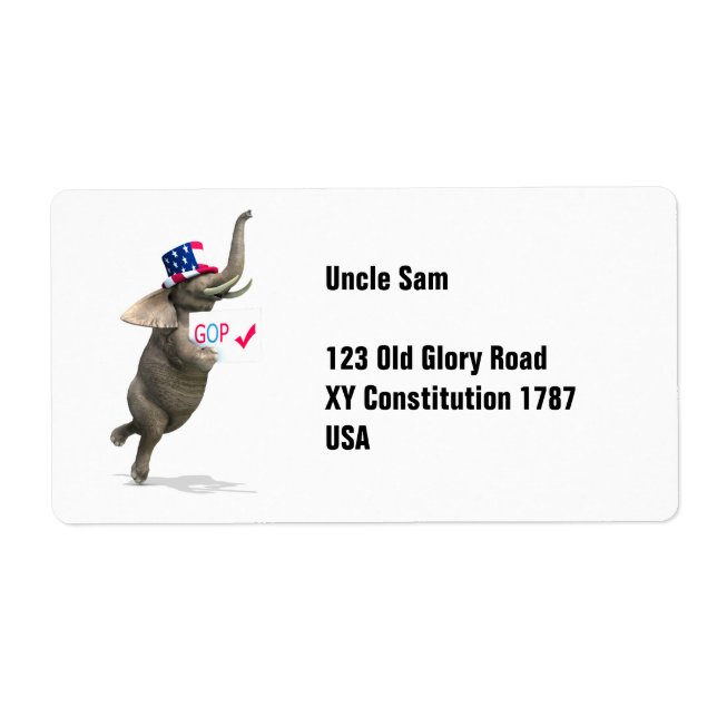 Etiqueta Elefante GOP (Frente)