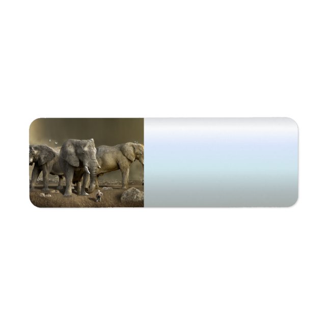 Etiqueta Elefante Hunter no Safari (Frente)
