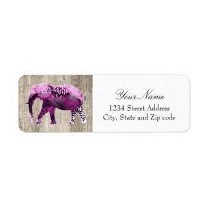 Etiqueta Elefante lunático bonito no design de madeira