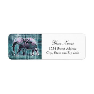 Etiqueta Elefante lunático bonito no design de madeira