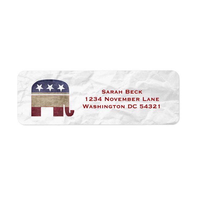 Etiqueta Elefante Republicano do GOP (Frente)