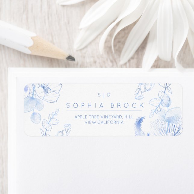 Etiqueta Elegance Rustic Blue Wildflower Wedding (Insitu)
