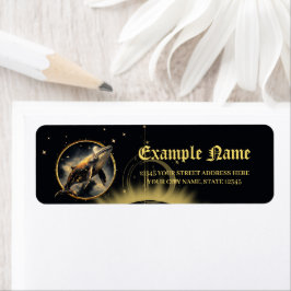 Etiqueta elegância cósmica, o ouro, baleia negra