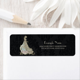 Etiqueta Elegância em ouro e preto.