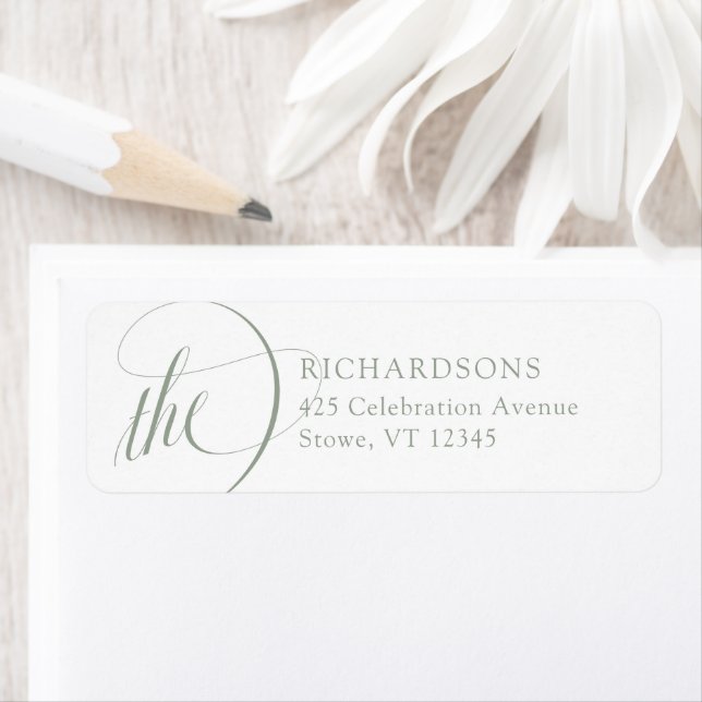 Etiqueta Elegância italiana clássica | White e Sage Green (Insitu)