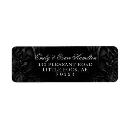 Etiqueta Elegant Black Gothic Damask Moody Return Address