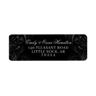 Etiqueta Elegant Black Gothic Damask Moody Return Address