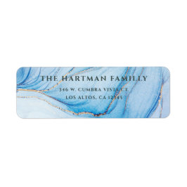 Etiqueta Elegant Blue & Gold Wedding Return Address Label
