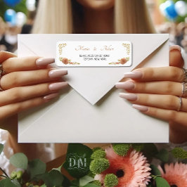 Etiqueta Elegant Blush Dahlias Golden Script Wedding Return