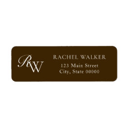 Etiqueta Elegant Brown Monogram Return Address