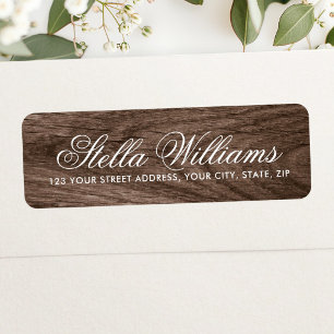 Etiqueta Elegant brown oak wood grain calligraphy script