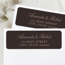 Elegant Brown Wedding Return Address