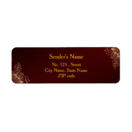 Etiqueta Elegant Burgundy & Gold Wedding Return Address