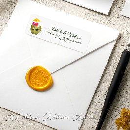 Etiqueta Elegant Coconut Tropical Beach Wedding Endereço