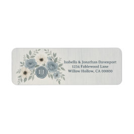 Etiqueta Elegant Dusty Blue Floral Wax Seal Wedding