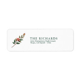 Etiqueta Elegant Floral Christmas Return Address Label