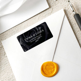 Etiqueta Elegant Floral Midnight Rose Black & White Wedding