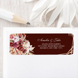 Etiqueta Elegant Gold Geometric Terracotta Floral Wedding