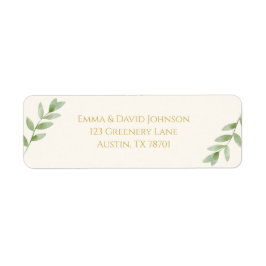 Etiqueta Elegant Gold Greenery Christmas Return Address