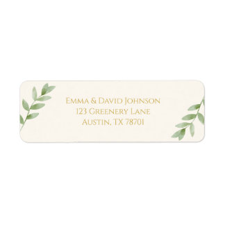 Etiqueta Elegant Gold Greenery Christmas Return Address