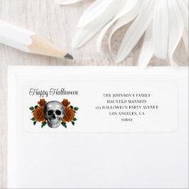 Etiqueta Elegant Gothic Floral Skull Halloween Address